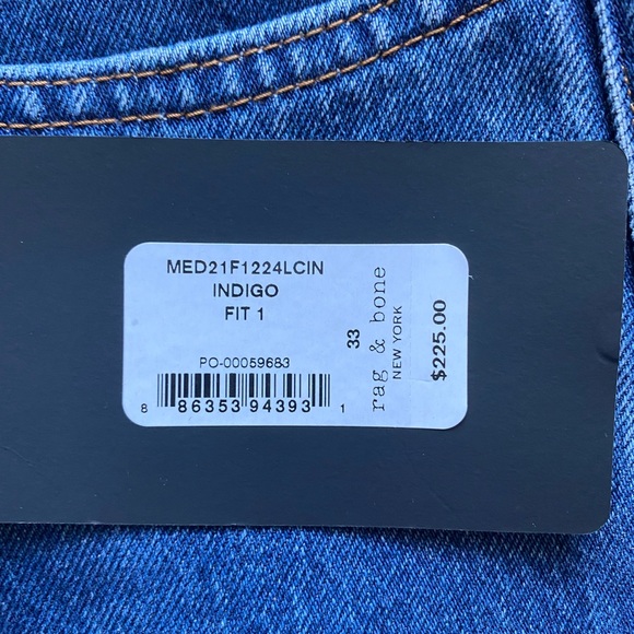 Men’s Rag and Bone FIT 1 Jeans in Indigo Wash size 33/32 - Picture 5 of 6